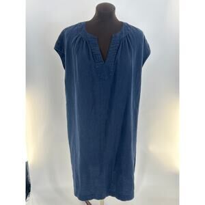 White Label The White Company Navy 100% Linen Shift Dress Size 8 Lagenlook Beach